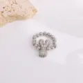 Modieuze koperen zirkoon konijnenring met zilveren kralen, elegante sprankelende sieraden. - Letter Y
