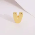 Gold puffy letter pendant smooth metal DIY necklace jewelry accessory charm initial alphabet - Letter V