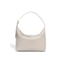 Bolso de hombro hobo de cuero trenzado para mujer, elegante bolso artesanal blanco roto - Arena