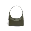 Bolso de Hombro de Cuero Trenzado Verde Mujer Elegante Cartera Underarm Chic - Verde oliva / 0.75