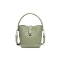 Sac seau tressé vert pour femme, élégant sac à main bandoulière avec fermoir métal. - Sac Seau Tissé (B2519#) / Vert Sauge