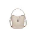 Élégant sac seau tressé en cuir beige avec poignée et bandoulière pour un style chic. - Sac Seau Tissé (B2519#) / Sable