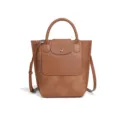 Braune Schultertasche aus Veloursleder-Patchwork mit Henkel und Tragegurt, elegantes Design. - Braun (Y2364#)