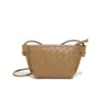 Braune gewebte Leder-Umhängetasche, stilvolle Mini-Schultertasche mit Knotendetail Alltag. - Khaki (B2418)