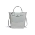 Graue kombinierte Wildleder-Leder Umhängetasche schicke Henkeltasche Beuteltasche für Damen - Achatgrau (Y2364#)