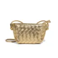 Goldene geflochtene Leder Umhängetasche für Damen, elegante Mini Schultertasche und Telefontasche. - Gold (B2418)