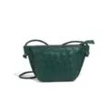 Grüne gewebte Leder-Umhängetasche für Damen, stilvolle Mini-Schultertasche mit Knotendetails. - Smaragdgrün (B2418)