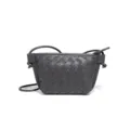 Leder Umhängetasche geflochten Damen Mini Schultertasche kleine Freizeittasche elegant - Eisengrau (B2418)