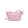 Rosa Leder geflochtene Umhängetasche kleine schicke Handtasche stilvolle Mini Tasche Damen - Rosa (B2418)