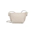 Damen mini geflochtene Umhängetasche schicke Leder Schultertasche Handytasche beige - Sand (B2418)