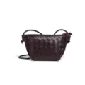 Dunkelbraune gewebte Leder Umhängetasche mit Knotendetail, schicke Mini Schultertasche. - Schokolade (B2418)