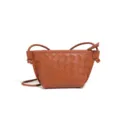 Braune geflochtene Leder Umhängetasche crossbody Mini Handtasche für Damen elegant stilvoll - Dunkelbraun (B2418)
