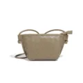 Mini geflochtene Leder Umhängetasche, khakifarbene Intrecciato Schultertasche mit Reißverschluss. - Teegrün (B2418)