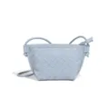 Hellblaue geflochtene Leder Umhängetasche mit Knotengriff, elegante kleine Handtasche Variante. - Azurblau (B2418)