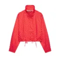 Red white polka dot casual stand collar zip up jacket variant for women fashion outerwear - XS / Tops / Red