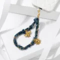 Λουράκι τηλεφώνου από τζιν αλυσίδα με χρυσά charms μέλισσας και ήλιου, χαριτωμένο αξεσουάρ. - Στυλ Αλυσίδας Τζιν (ML565A) / Σκούρο μπλε