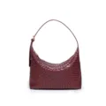 Bolso bandolera de cuero tejido burdeos, bolso hobo hecho a mano, elegante bolso de mano para mujer. - Burdeos