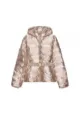 Women Metallic Champagne Hooded Puffer Jacket Winter Warm Belted Ski Coat Outerwear - Lotus Pink