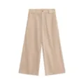 Khaki wide leg pants detail, featuring belt loops and front button closure, premium fabric. - XS / Bottoms / Pants 2