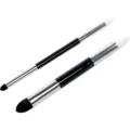 Detailed view of the double-ended sketch blending stump set, black and silver handle. - 2-Piece Pack / Silver Black