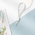 Λευκό πλεγμένο λουράκι κινητού τηλεφώνου καρπού με μεταλλικό κούμπωμα για καθημερινή χρήση. - Λευκό