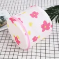 Cylindrical mesh laundry bag with pink flower pattern and zipper for delicate underwear protection. - Cylindrical Washing Bag