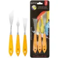 3-piece artist painting palette knife set with wooden handle and stainless steel flexible blade. - 3pcs / Yellow