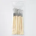 6-piece pottery clay sculpting tool set with wire loop heads and cream handles in a bag. - Flat Wire Knife Style / Set (PVC Bag)