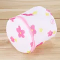 Sac à linge en filet cylindrique avec motif floral rose et fermeture éclair pour délicats. - Sac à linge pour soutien-gorge en maille sandwich imprimé
