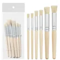Set profesional de 6 pinceles de cerda de cerdo natural con mangos de madera art. - Juego de Pinceles de Cerda de Cerdo (Modelo B110) / Paquete de Seis