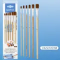 6-teiliges Flachpinsel-Set mit Naturholzgriffen, ideal für Aquarell und Acrylmalerei. - 6-teiliges Set für ungerade Nummern
