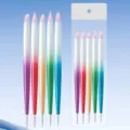 Professionele set van 5 dubbelzijdige siliconen nail art pennen met kleurverloop handvat. - Roze Hoofd