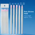 Nagelkunst Silikon Formgebung Pinsel Set 5 Stuck, rosa Kopf weisser Griff DIY. - Rosa Silikonkopf