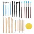 Ton-Skulpturenwerkzeug-Set mit Metallkugel, Silikonpinsel und Holzwerkzeug für Modellierung. - 24-teiliges Set