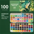 100 kleuren draagbare solide aquarel verfset met metalen doos voor kunstenaars benodigdheden - Draagbare vaste aquarelset met 100 kleuren