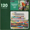 120 Kleuren Draagbare Vaste Aquarel Verf Set Kunstenaar Schilderen Benodigdheden Penseel - Draagbare vaste aquarelverf met 120 kleuren