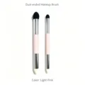Dual-ended makeup brush set with pink handle and sponge tips for precise eye makeup application. - 2-Piece Pack / Light Pink