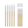 Set di 5 strumenti in silicone per scultura in argilla con manici in legno e punte morbide. - Set da 5 / Manico in legno naturale