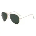 Vintage Doppelsteg Piloten-Sonnenbrille mit goldenem Metallrahmen und UV-Schutz-Gläsern. - C3 Goldrahmen Dunkelgrüne Gläser