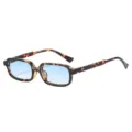 Lunettes de soleil rétro carrées et étroites pour femmes avec verres dégradés anti-UV. - C6 Monture à motifs avec doubles verres bleus