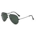 Klassische Piloten Sonnenbrille Doppelsteg Metallgestell UV400 Schutz Schwarz Neu - C2 Schwarzer Rahmen & Dunkelgrüne Gläser