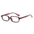 Lunettes élégantes à monture carrée étroite, design rouge translucide et rivets fins. - C8 Monture Rouge Verres Anti-Lumière Bleue