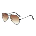Klassische Piloten-Sonnenbrille mit Doppelsteg und braunen Verlaufslinsen fur Damen und Herren. - C4 Schwarzer Rahmen & Teebraune Verlaufgläser