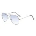 Classic metal double bridge aviator sunglasses with gradient lenses for women and men. - C7 Silver Frame with Gradient Blue Lenses