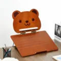 Wooden bear double layer desktop reading stand, adjustable wooden book holder for students. - Bear Style / S / Brown