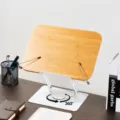 Ergonomic Adjustable Wooden Reading Stand with 360 Degree Rotating Base for Desk Study - S / Natural Bamboo Color