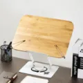 Large rotating double-support bamboo reading stand, adjustable desktop book holder. - L / Natural Bamboo Color