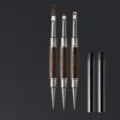 Doppelseitige Ebenholz Nagelkunst Pinsel Set mit Holzgriff für professionelles Maniküre Design. - 3-Teiliges Set / Ebenholz