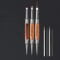 Set di pennelli per nail art a doppia testa in legno tre strumenti di manicure professionali - Set Da 3 Pezzi / Sandalo Rosso