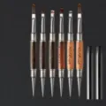 Set di pennelli per nail art in legno di sandalo a doppia punta, pennelli versatili per gel e liner. - Set completo da 6 pezzi / Legno di Sandalo Nero e Rosso